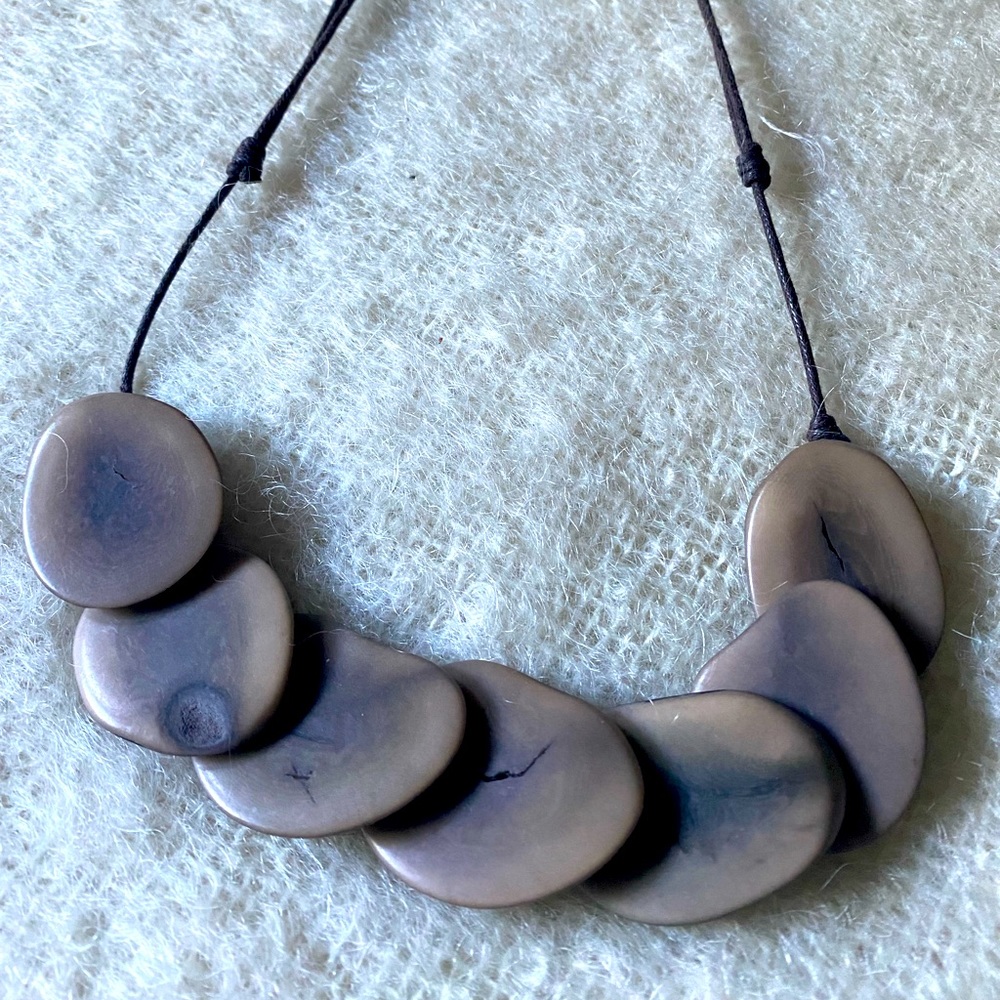 J. Jill grey Tagua nut and cord necklace